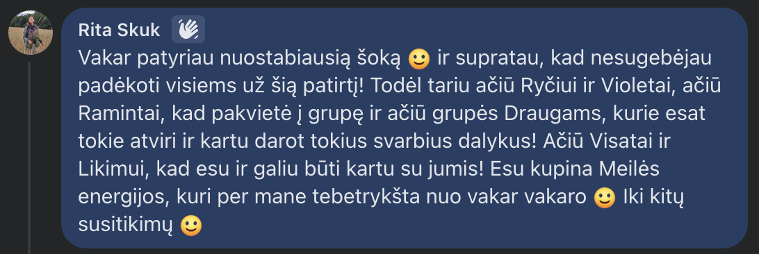 Ritos atsiliepimas po gyvos grupės sesijos