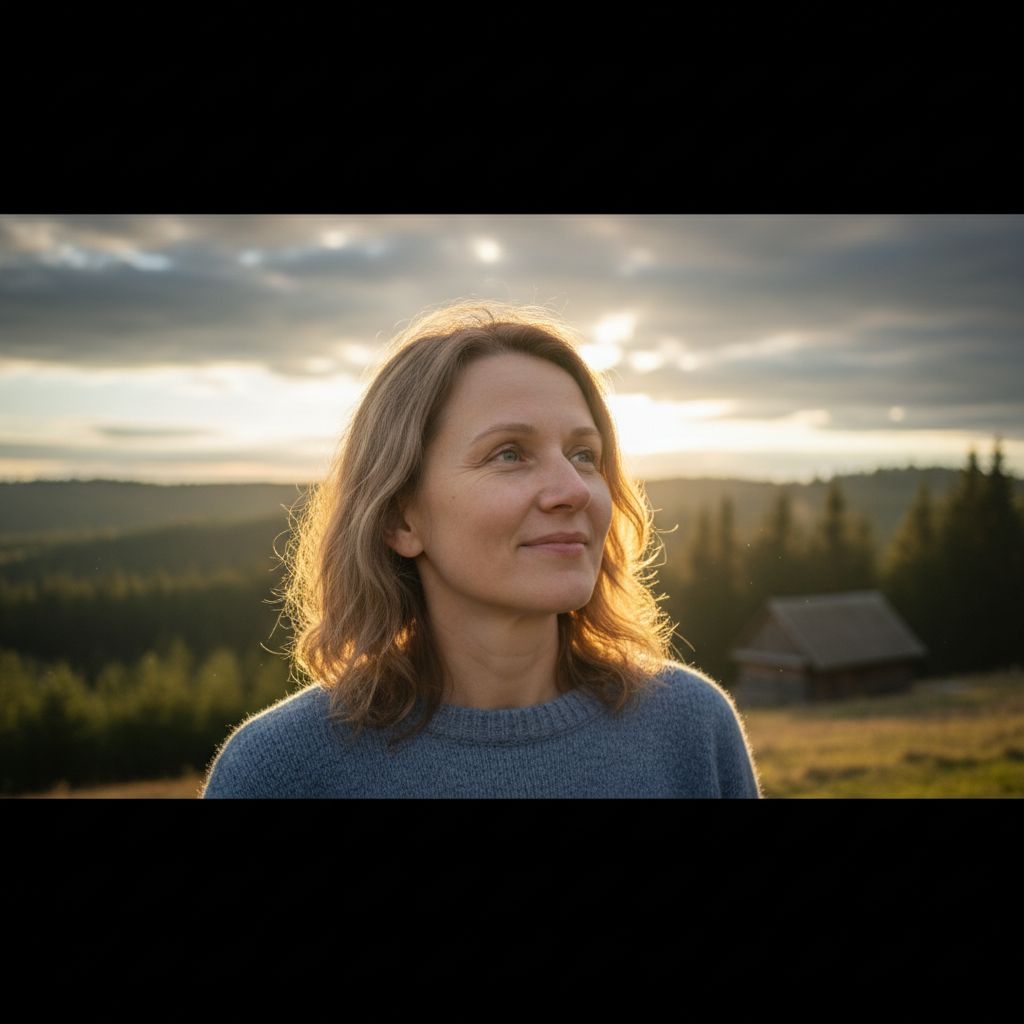 Depresijos įveikimas - moteris žiūri pro langą su viltimi, ranka ant širdies