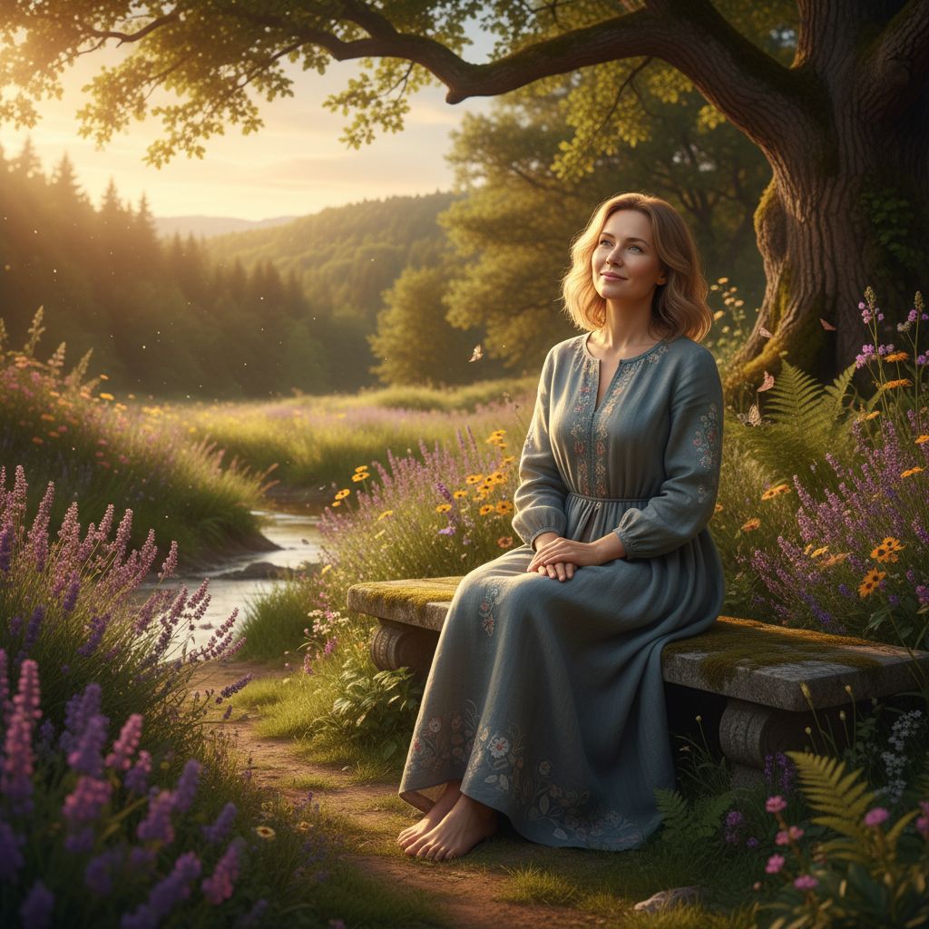 Vidinė pilnatvė ir laimė - moteris jaučia ramybę