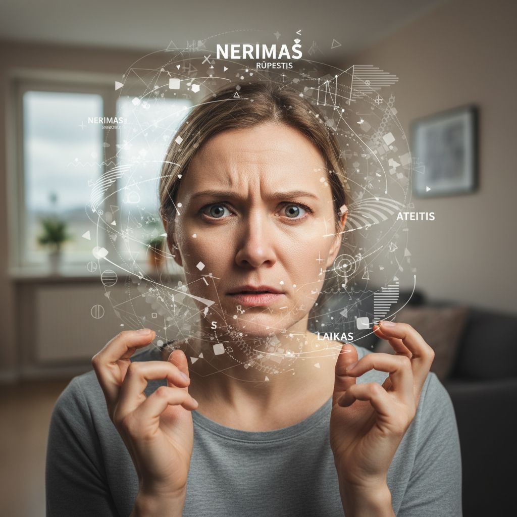 Nerimas - moteris jaučia rūpestį ir nerimą namuose