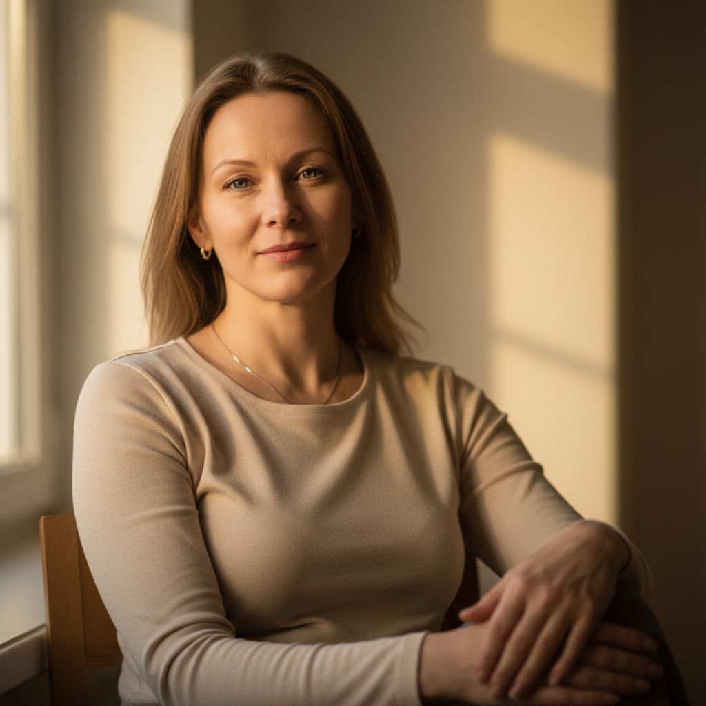 Ramybė po nerimo - moteris jaučia vidinę ramybę ir palaimą