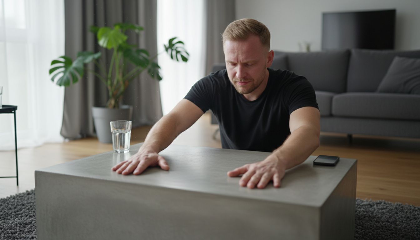 Grounding technika panikos atakai - moteris įsižemina sėdėdama ant grindų