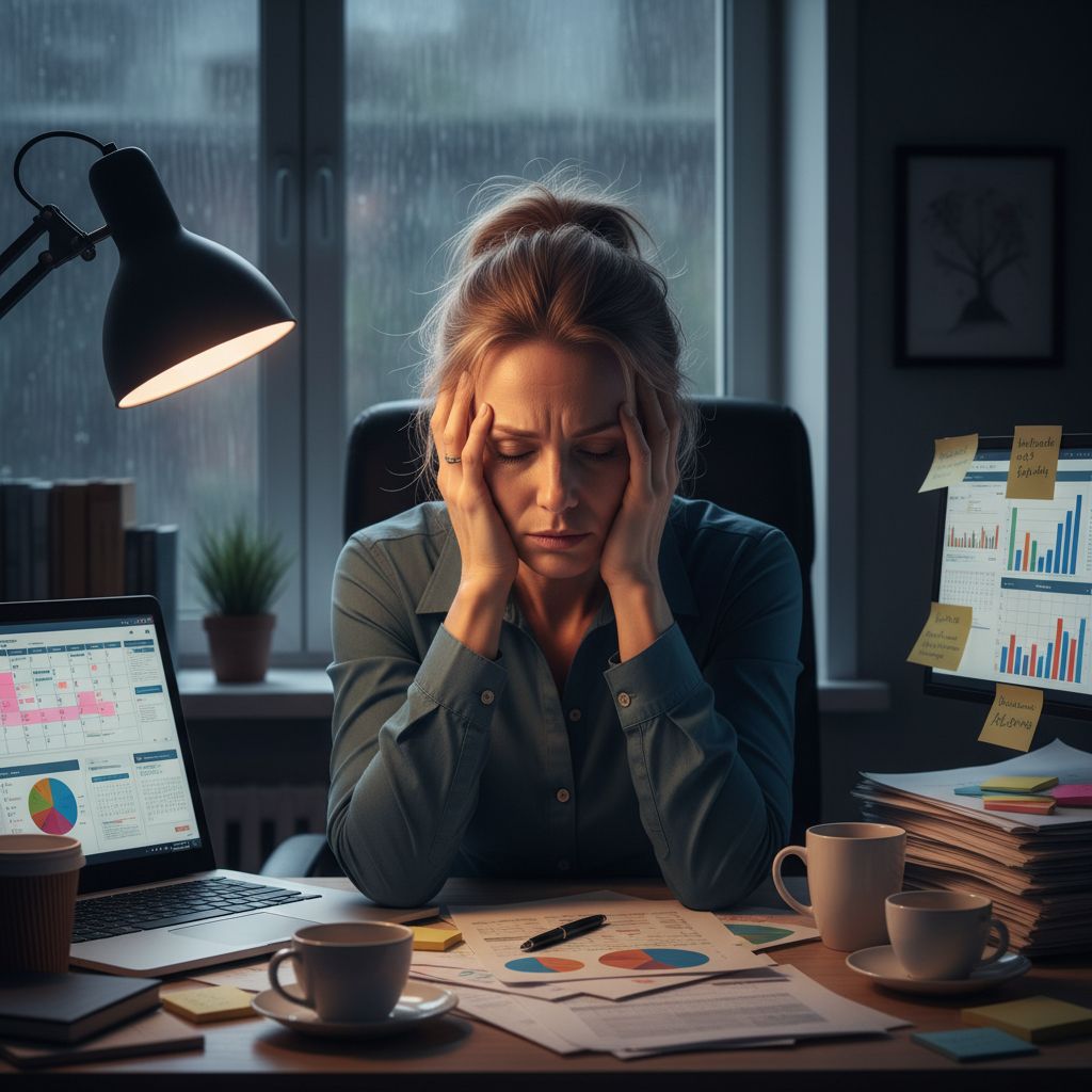 Stresas ir perdegimas - moteris jaučia nuovargį ir pervargimą darbe