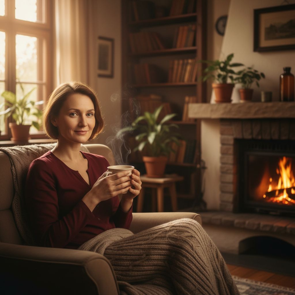 Pusiausvyra ir ramybė po streso valdymo - moteris geria arbatą ramiai