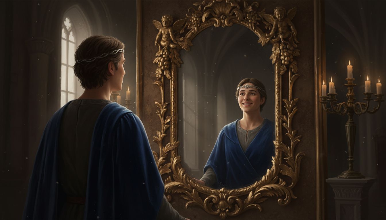 Narcisizmas - vyras žvelgia į veidrodį