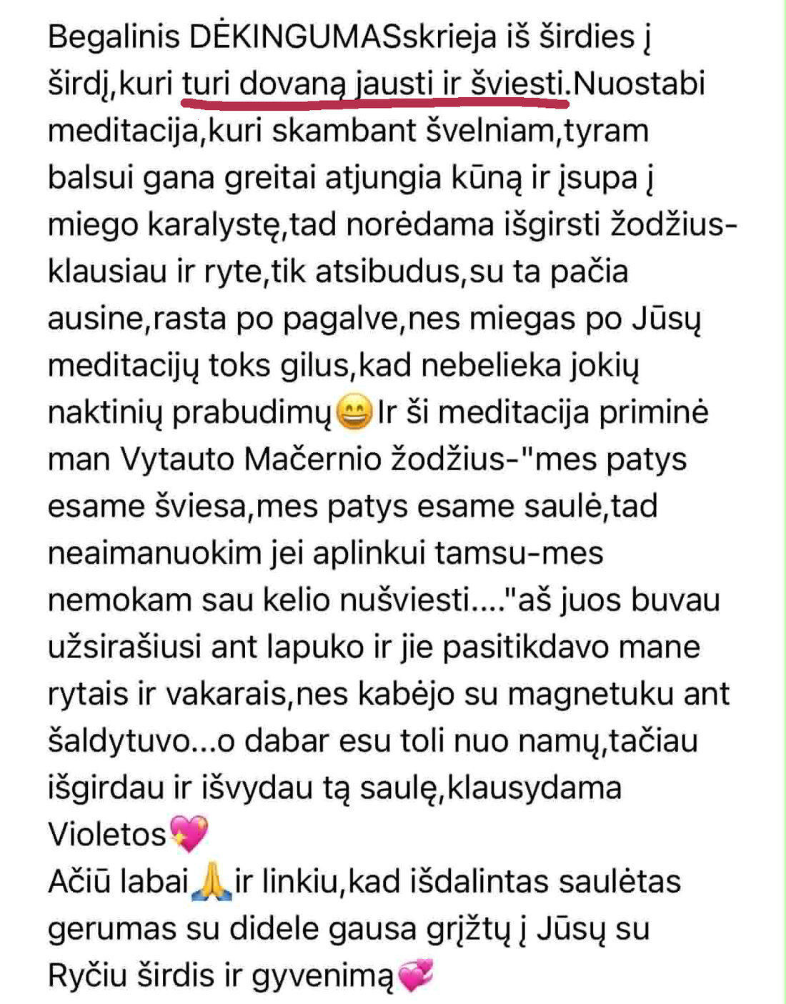 Žinutė: miegas po meditacijų toks gilus, kad nebelieka naktinių prabudimų